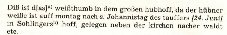 Auszug aus dem Weistum des großen Hubhofs
