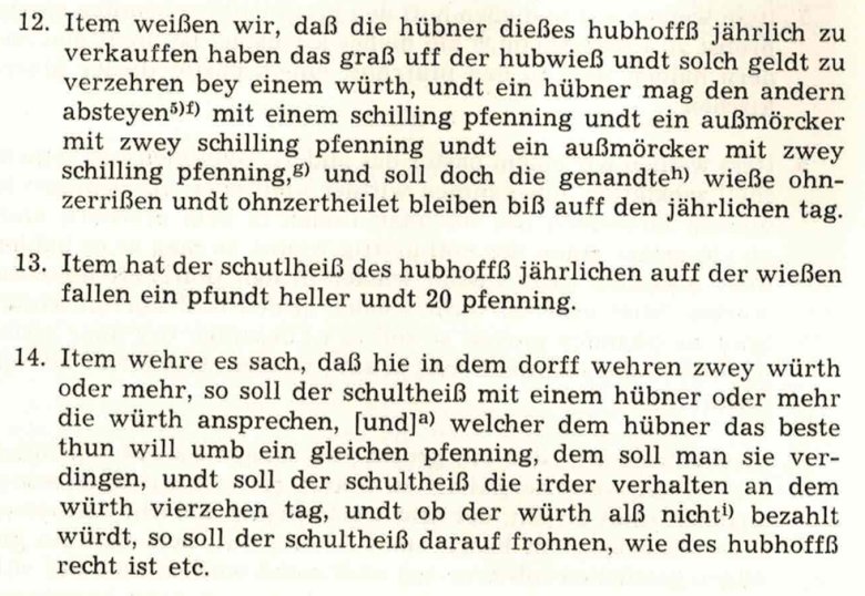 Auszug aus dem Weistum des großen Hubhofs