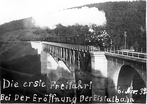 Erste Freifahrt der Eistalbahn 1932