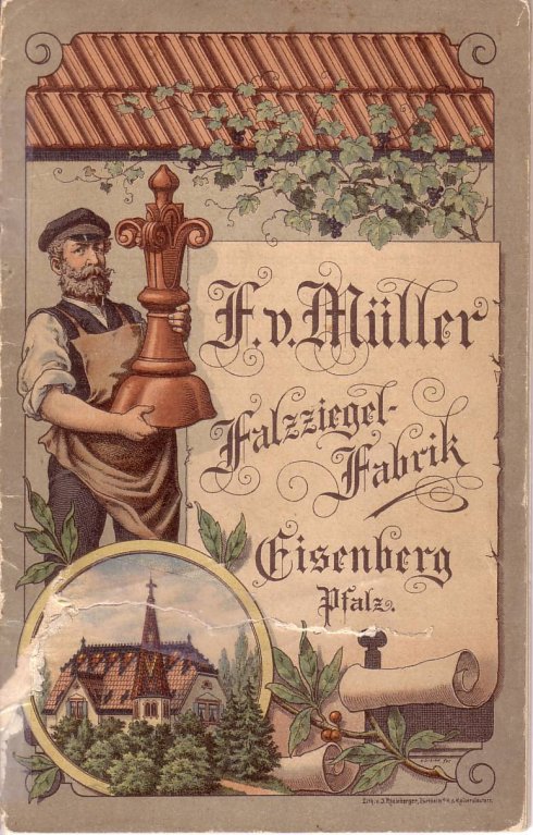 Historisches Logo der F. v. Müller Falzziegelfabrik Eisenberg